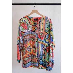 VTG Carol Little Colorful Long Sleeved Blouse
